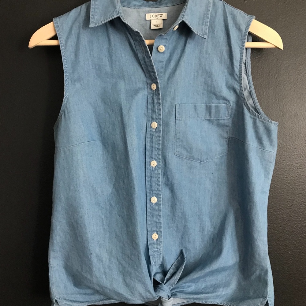 J Crew Chambray Sleeveless Shirt